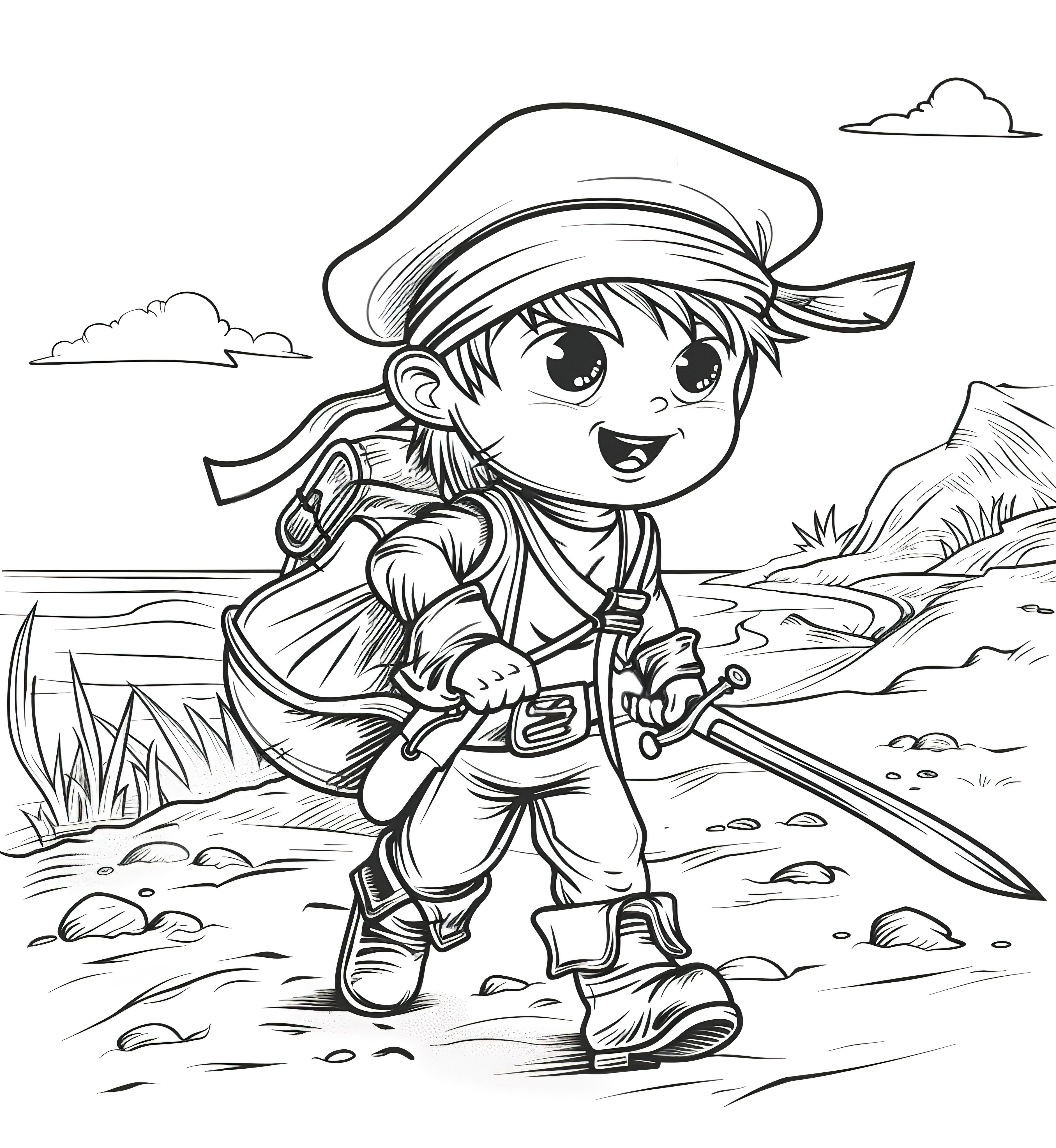 صفحة تلوين قرصان صغير